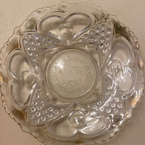 Vintage Glass Plate with Hearts local union number 48 Xmas 1901 A.F.C.W.U.